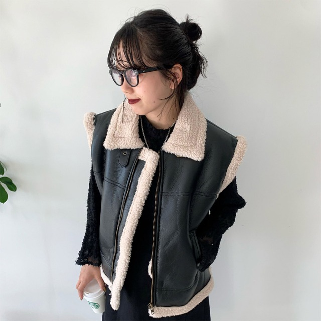 フェイクレザームートンベスト | ファッション通販サイト NUGU