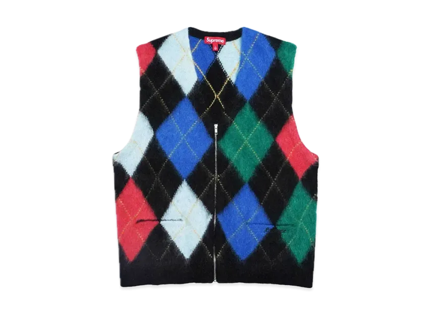Supreme Brushed Argyle Zip Up Vest 