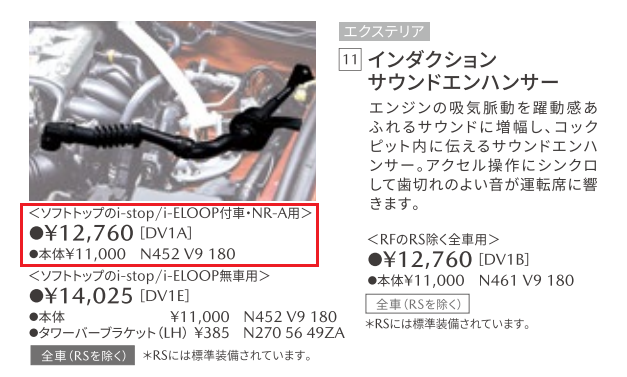 マツダ(純正) インダクションサウンドエンハンサー のパーツレビュー