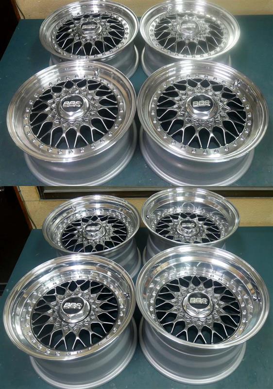 BBS-RS15インチ100-4H純正リム＆社外リム交換リバレルDBK-P