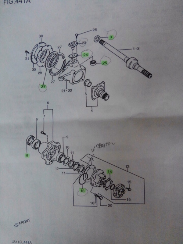 フロントナックル周りOH その1（スズキ ジムニー・JA11）by Ko-G