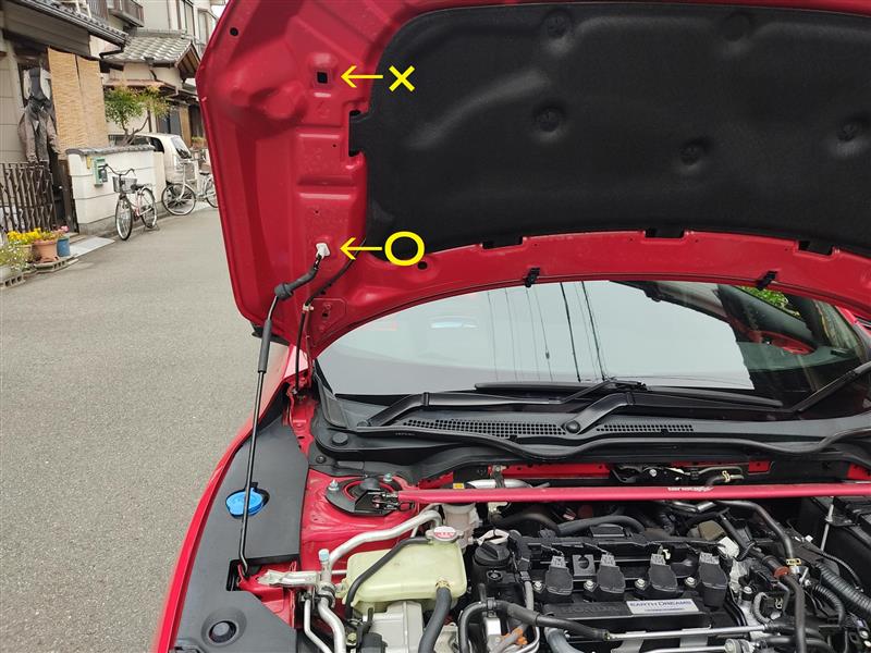 ポップアップフードキャンセラー取付その1（ホンダ シビック