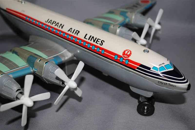 野村トーイ、ブリキ製電動走行 日本航空 ダグラスDC-7C、｜覆面えるの