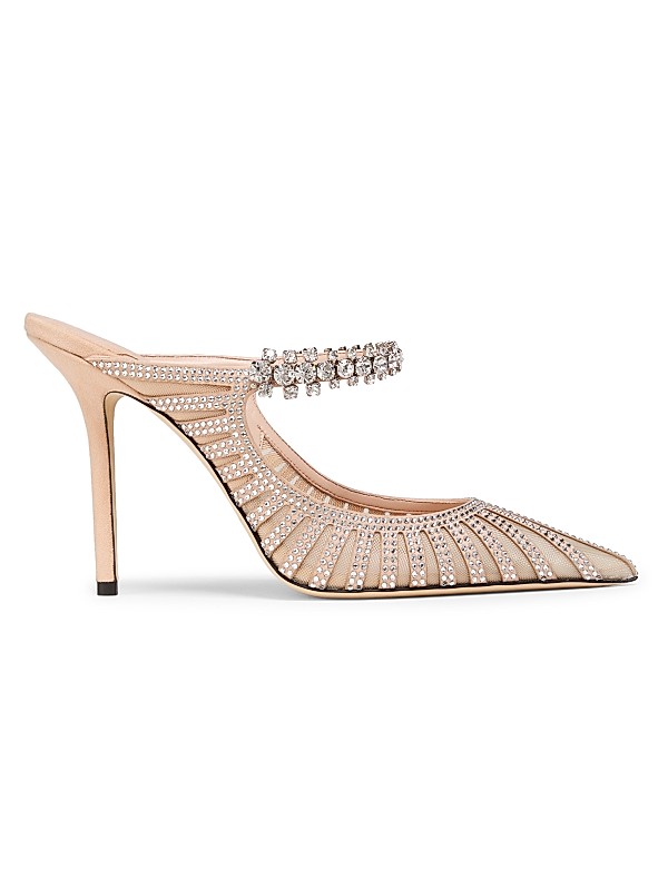 Jimmy Choo Bing 100MM Crystal-Embellished Mesh Mules | Saks Fifth