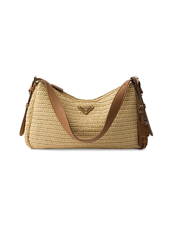 Prada Aimee Large Crochet and Leather Shoulder Bag | Saks Fifth Avenue