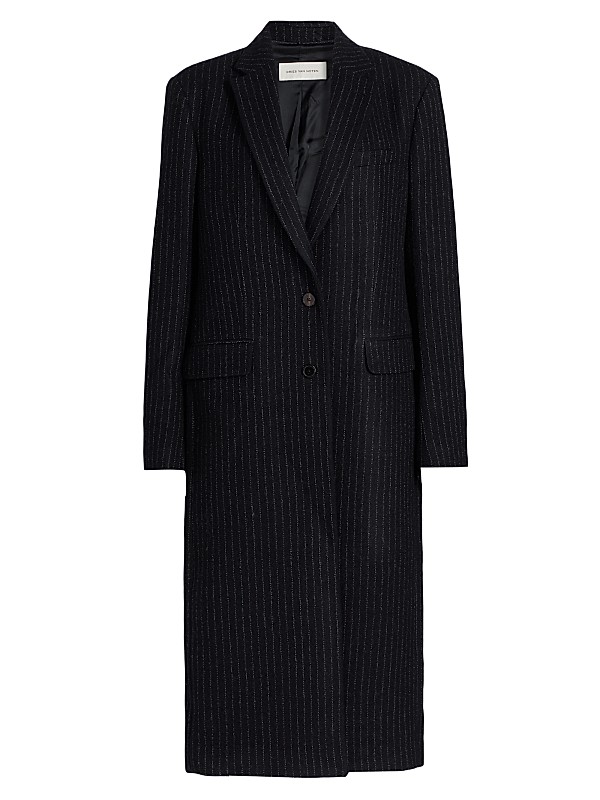 Dries Van Noten PinstripedWool Single-Breasted Coat | Saks Fifth