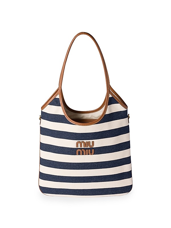Miu Miu Ivy Canvas and Leather Tote Bag | Saks Fifth Avenue