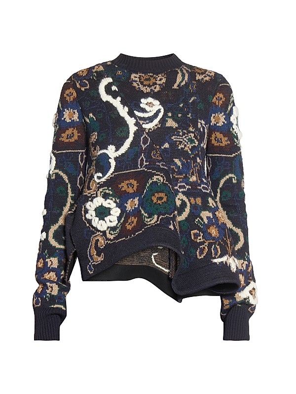 Sacai ​Floral Jacquard Knit Asymmetrical Sweater | Saks Fifth Avenue