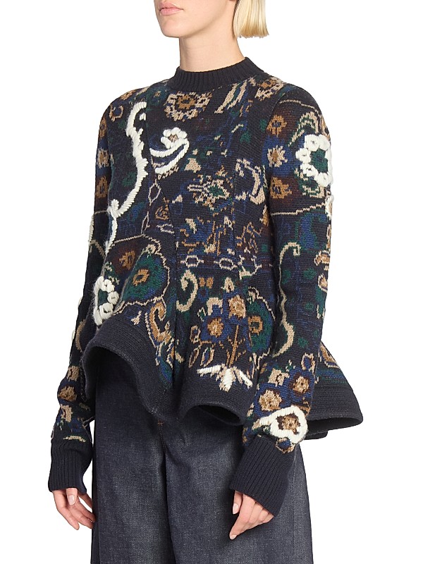 Sacai ​Floral Jacquard Knit Asymmetrical Sweater | Saks Fifth Avenue
