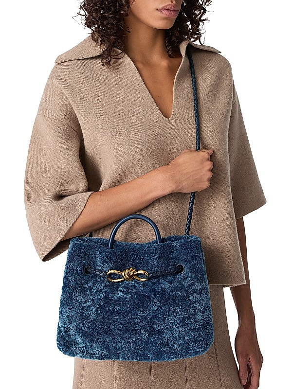 Bottega Veneta Medium Andiamo Dyed Shearling Top Handle Bag | Saks