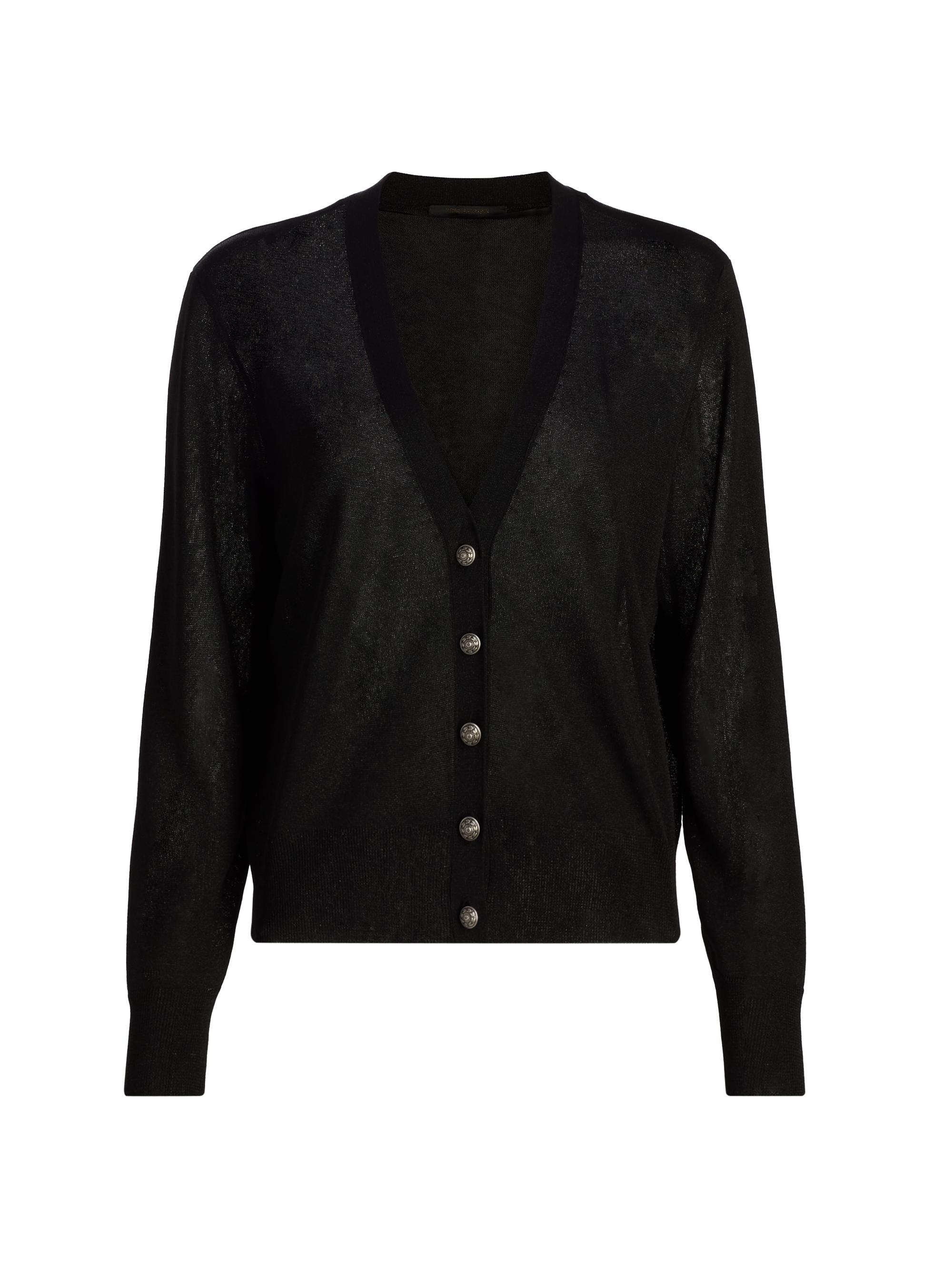 Sacai Denim & Rib-Knit V-Neck Cardigan | Saks Fifth Avenue