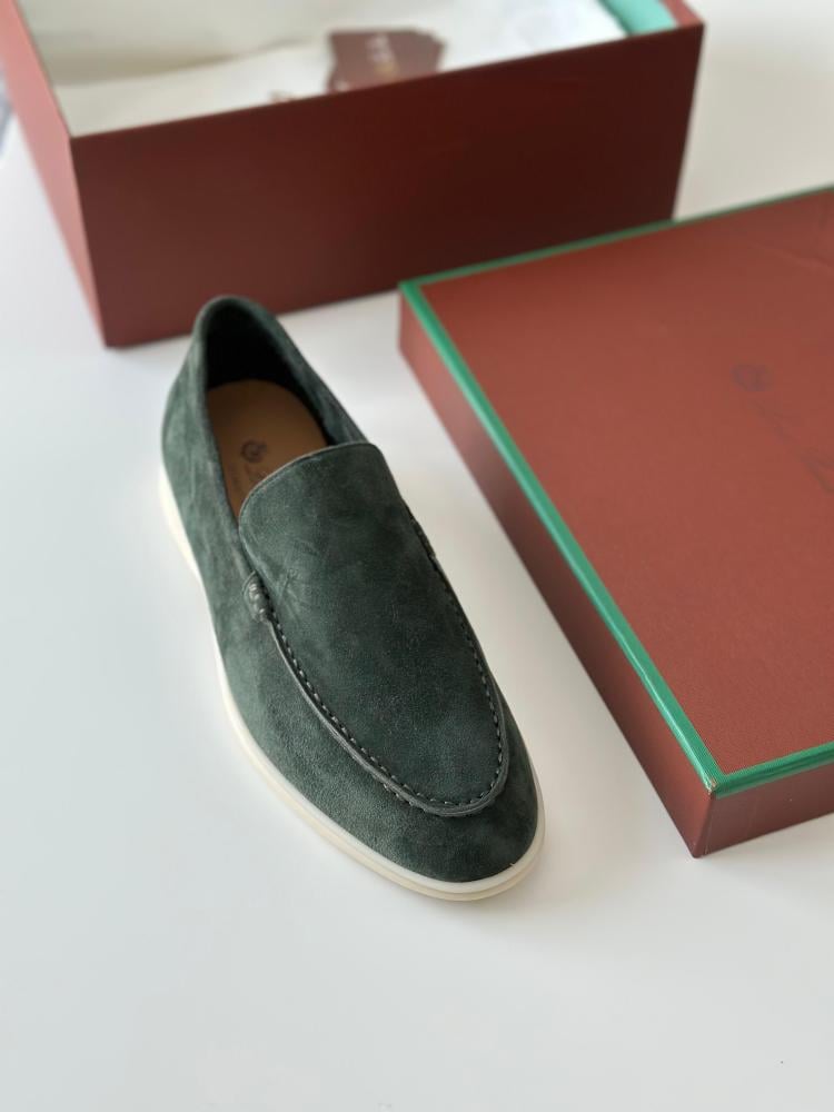 L'Orbiana Summer Walk Men's Suede Olive Shoes - E-SEVEN STORE