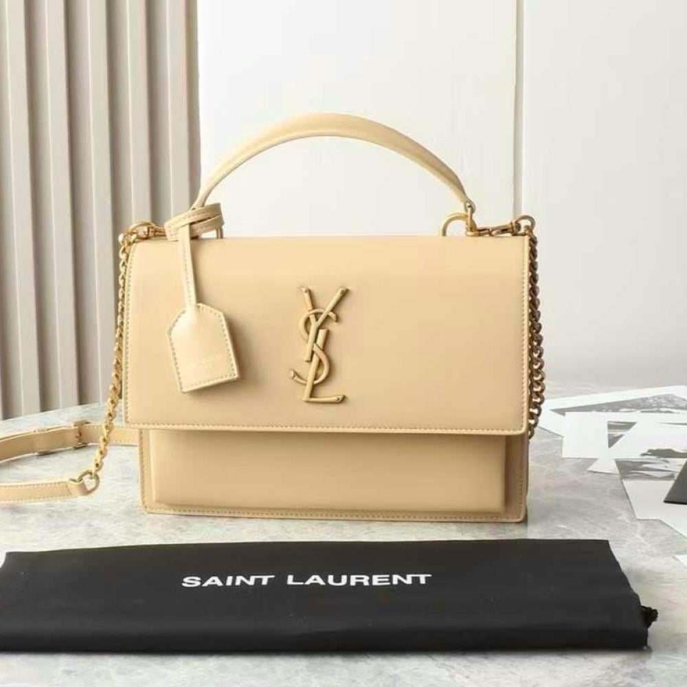 Yves Saint Laurent Sunset Medium Shoulder Bag in Beige - E-SEVEN STORE