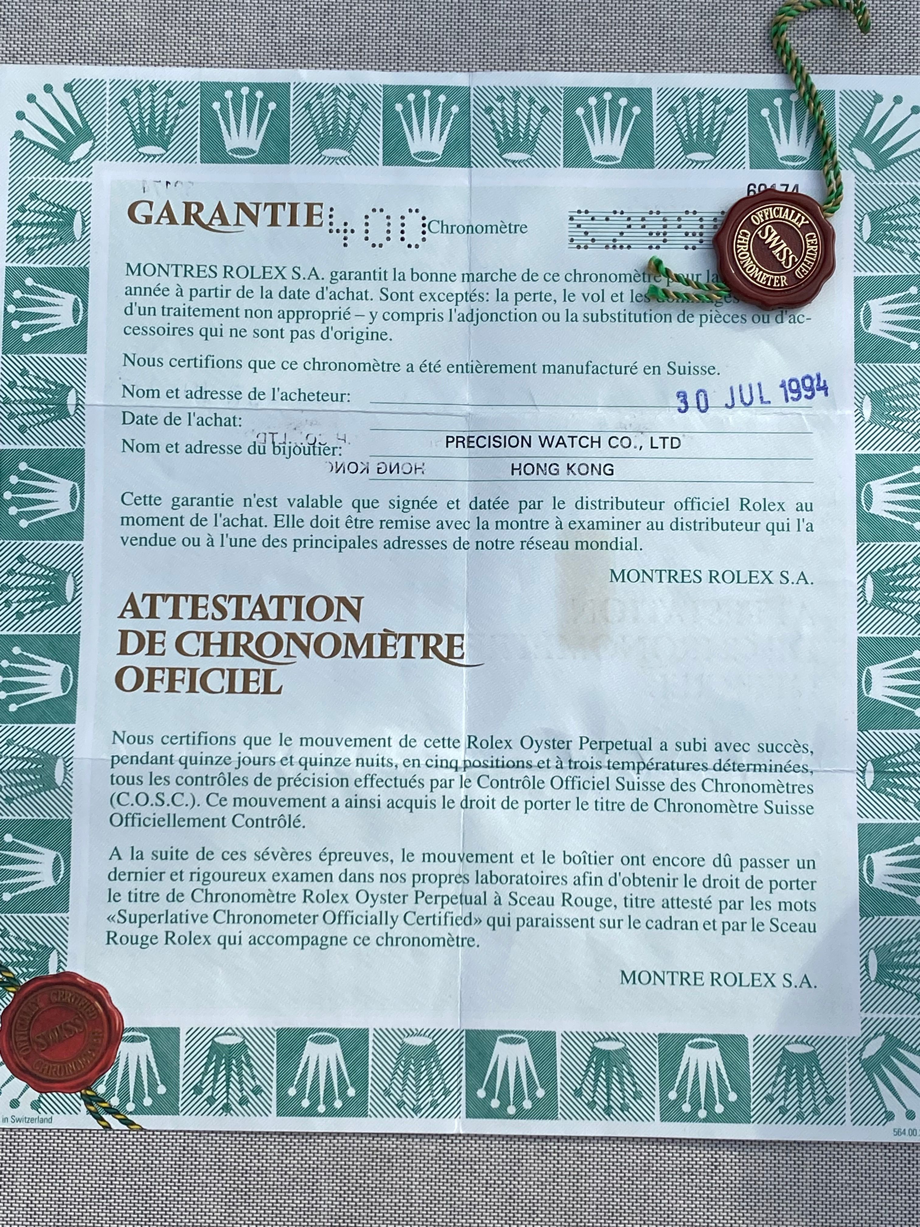 Rolex Lady Datejust 69174 Silver 1993 with original box and papers