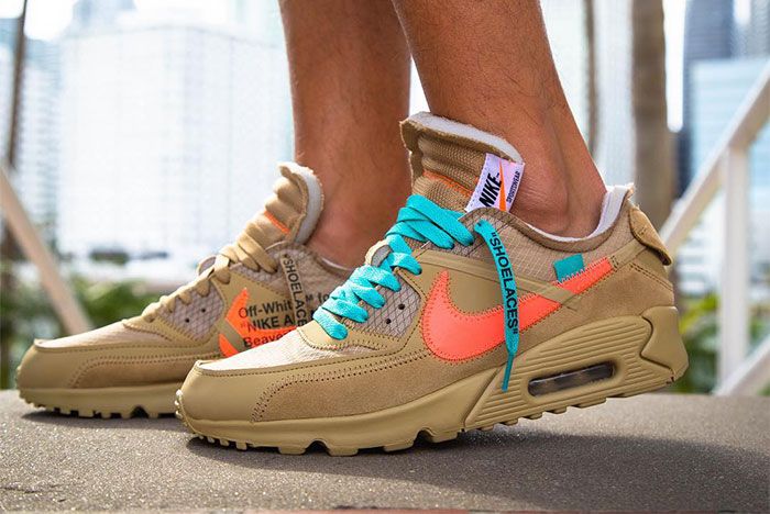 The Off-White x Nike Air Max 90 'Desert Ore' Gets On-Foot Shots