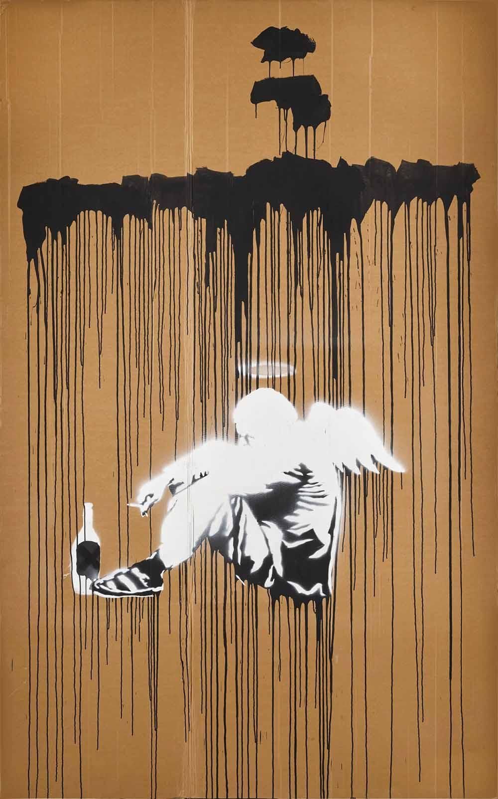限定額装】Banksy Angel with Paint プリント/バンクシー 限定額装