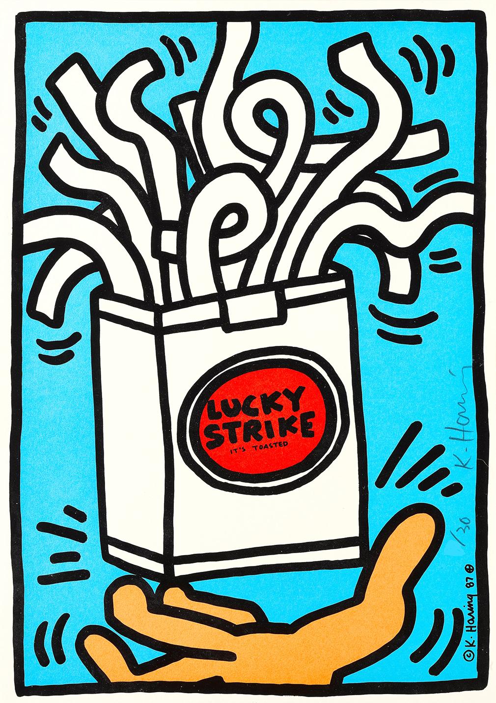 Lucky Strike (blue, white) Signed Print by Keith Haring | MyArtBroker