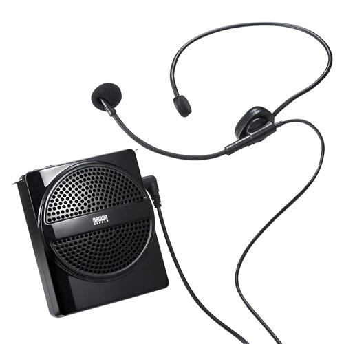 MM-SPAMP2【ハンズフリー拡声器スピーカー（ブラック）】両手が自由に