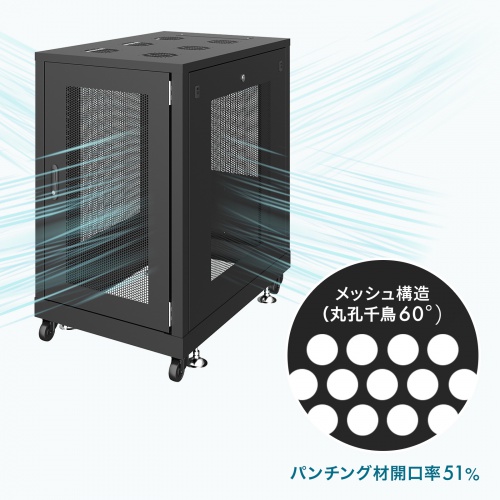 CP-SVN4290MBKN【19インチサーバーラック メッシュパネル仕様(42U