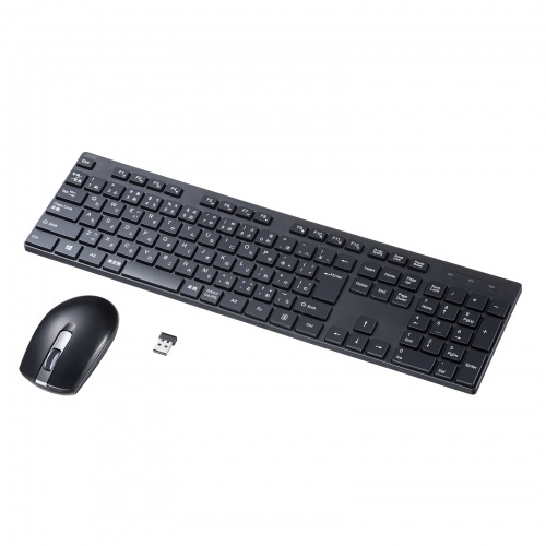 SKB-WL39SETBK【静音マウス付ワイヤレスキーボード】机の上を広々