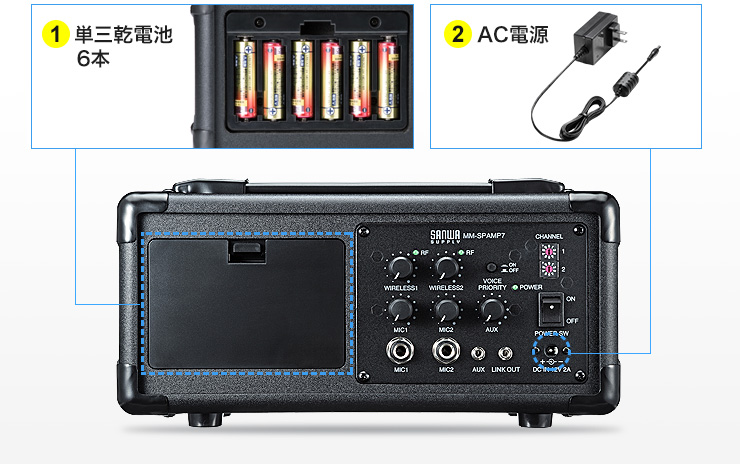 MM-SPAMP7【ワイヤレスマイク付き拡声器スピーカー】ワイヤレスマイク2