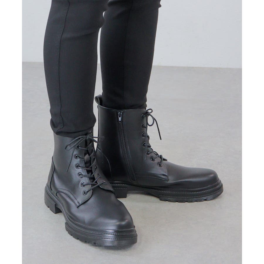 4cmソール メンズ ストリート セットアップ レースアップ ブーツ☆6335