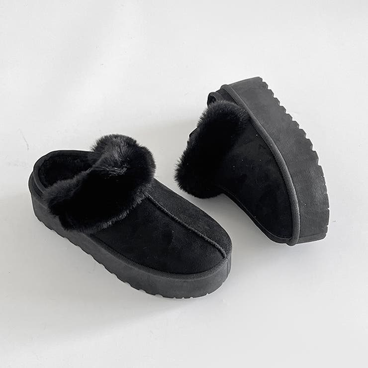 軽量厚底 かかとバンド付 ボア ムートンサンダル 6824[品番