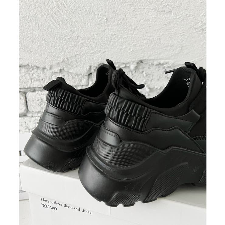 軽量厚底 素材MIX ボリュームソール スニーカー 1477[品番