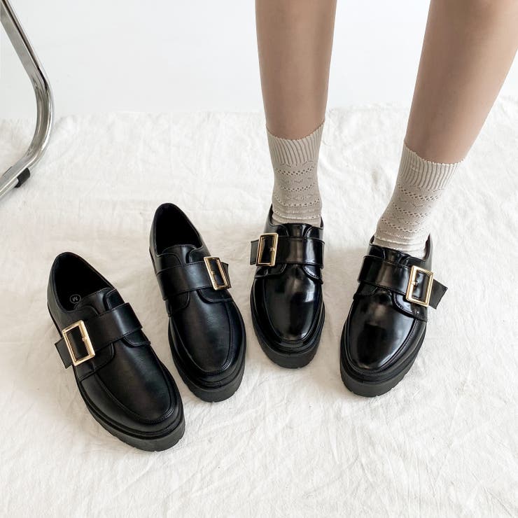 軽量厚底 マニッシュ ワンベルトバックル ローファー 1978[品番