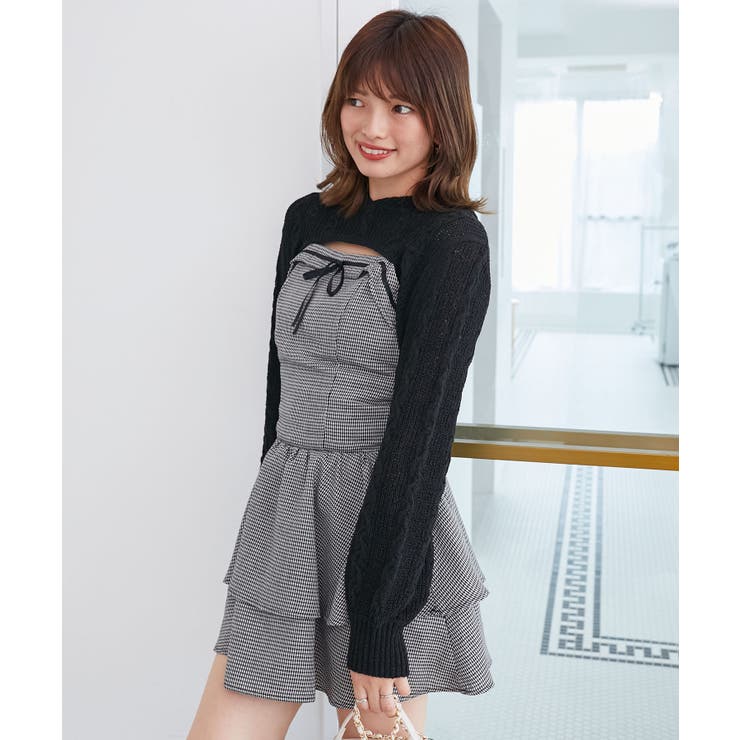 フードボレロ×ミニキャミワンピセット[品番：CTYW0004971]｜MAJESTIC