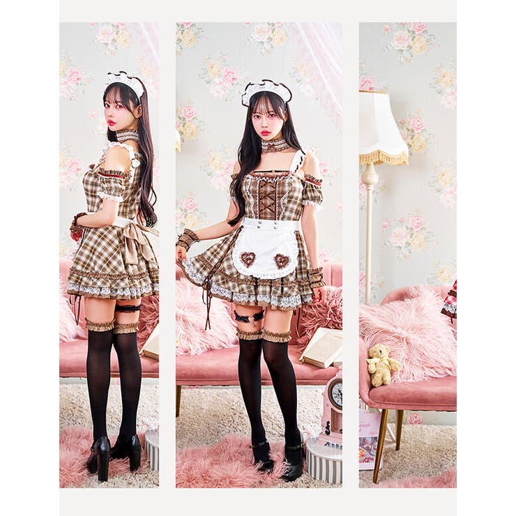 チョコレートチャンクチェックメイド《バレンタインコスプレ8点セット
