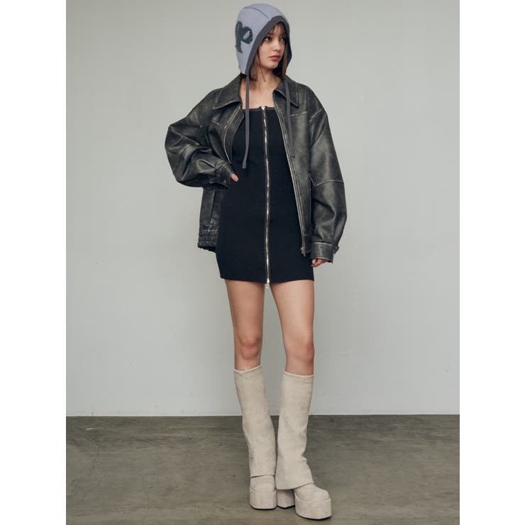 EMODA風 フレアーカバーフィットブーツ 厚底 ブラック フレアーカバー