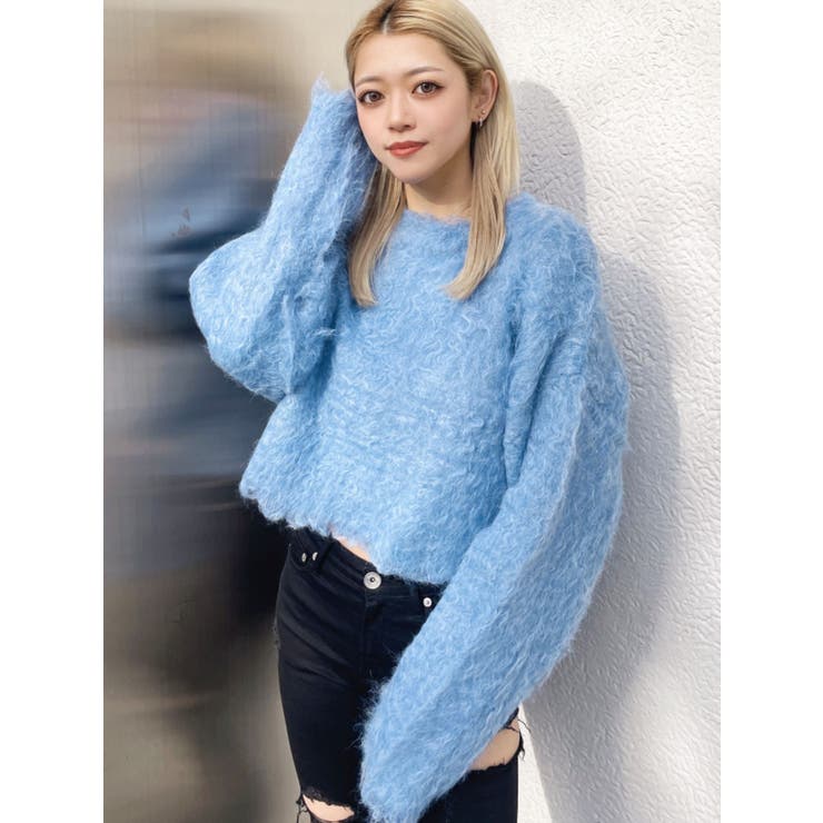 モヘアタッチシャギーショートニットトップス【WEB限定】[品番