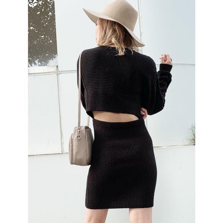 バックオープンタイトニット ワンピース[品番：MKSW0032057]｜GYDA