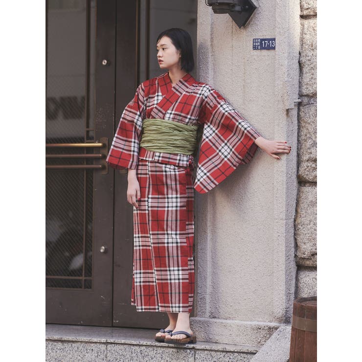 jouetieオリジナル】タータンチェックセパレート浴衣セット[品番