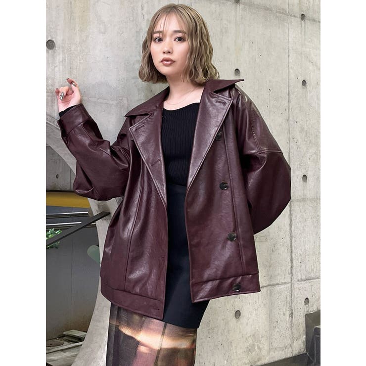 スタンドネックフェイクレザージャケット[品番：MKSW0065726]｜MURUA