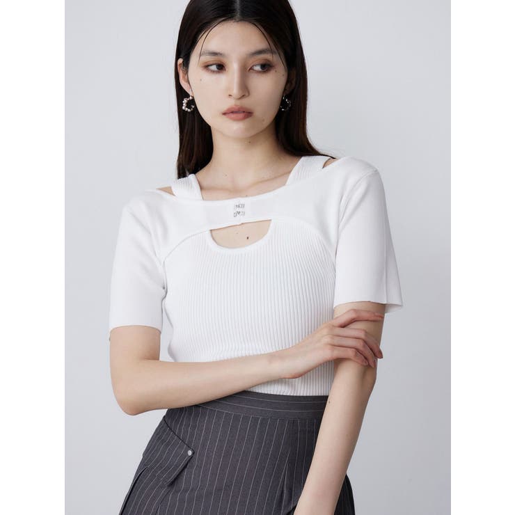 フロントホックレイヤードハーフニット[品番：MKSW0065172]｜MURUA
