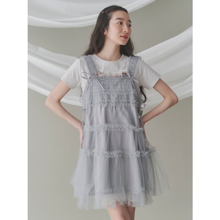 チュールコルセットミニワンピース[品番：MKSW0061843]｜merry jenny