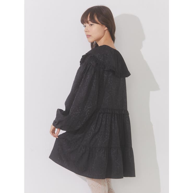 ジャガードフリルカラーミニワンピース[品番：MKSW0054077]｜merry