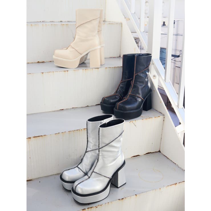 厚底】ステッチショートブーツ[品番：MKSW0055084]｜EVRIS（エブリス