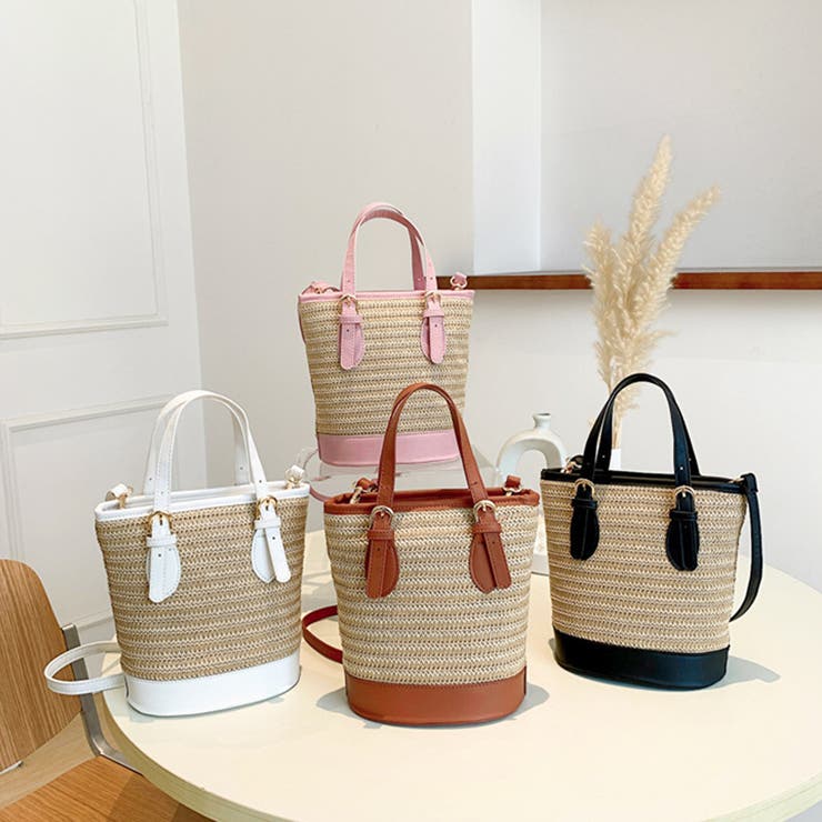 ストローショルダーバッグ かごバッグ 夏[品番：II000010300