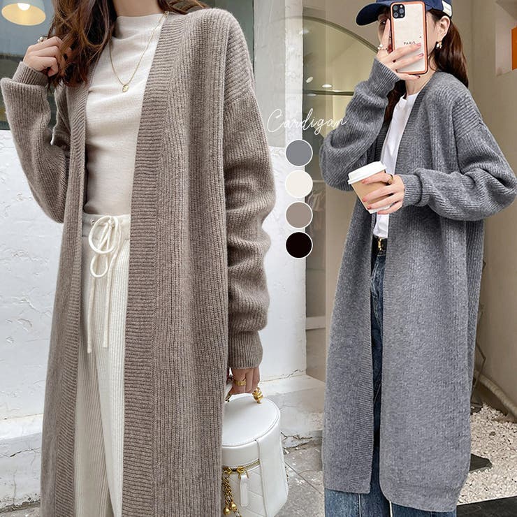 ロング ニットカーディガンレディース秋冬[品番：II000011068