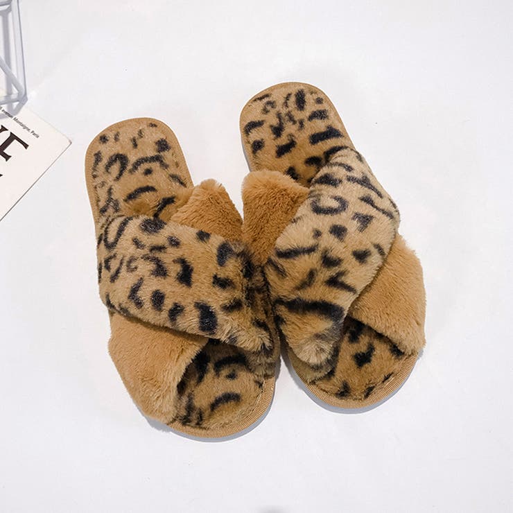 ファーサンダル レディース レオパード柄[品番：II000004674