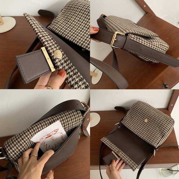 千鳥格子 千鳥柄 ショルダーバッグ 女性 オフィスカジュアル[品番