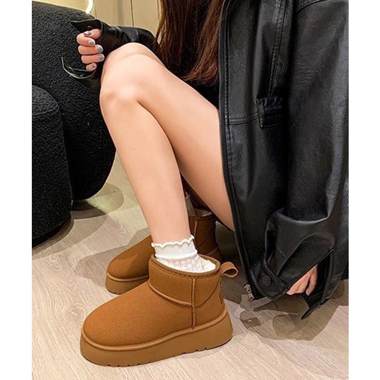 厚底ムートンブーツ 裏起毛ショートブーツ[品番：II000011988