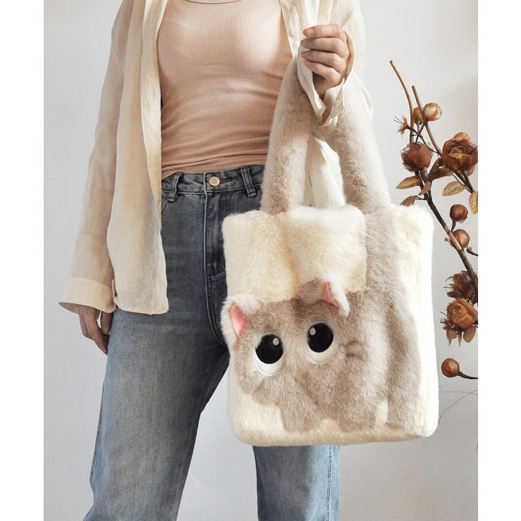 ファートートバッグ ふわふわ 猫柄鞄秋冬[品番：AGCW0006050