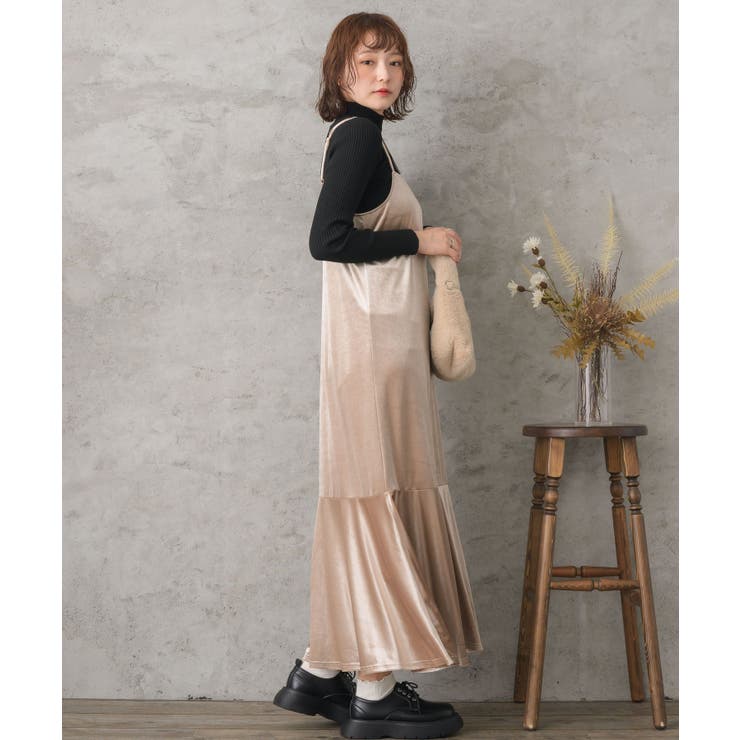 ベロアキャミOP 【RETRO GIRL】ロングキャミワンピース[品番