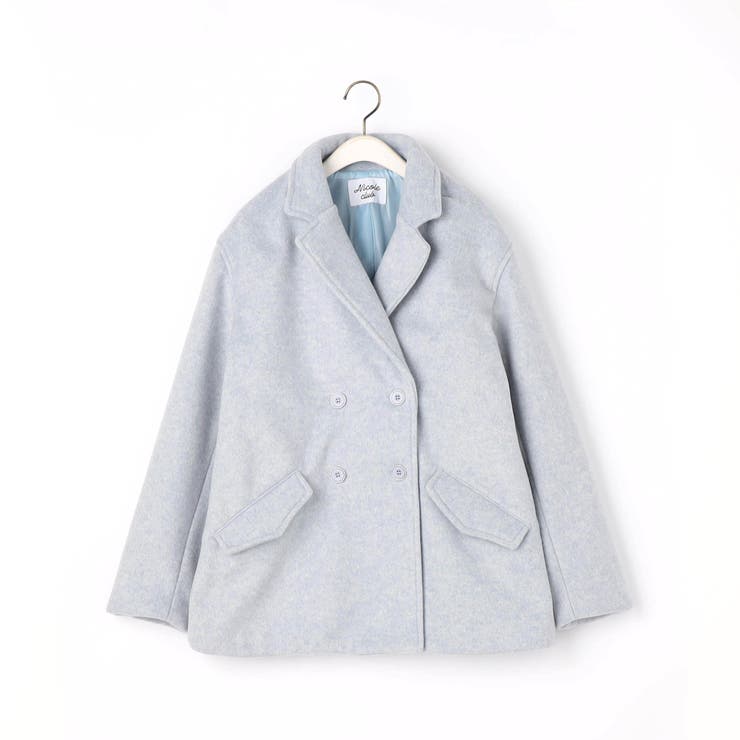 ウールライクダブルコート／ダブルブレストショート丈[品番