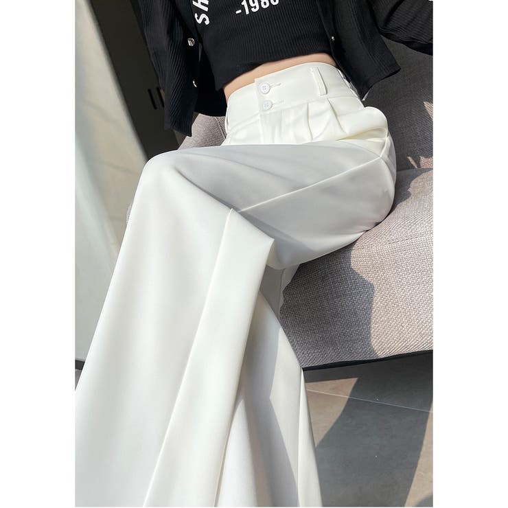 速乾涼感 ツータックスラックス ワイドパンツ[品番：JX000003737