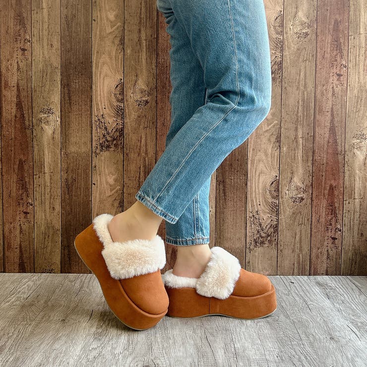 フェイクファー プラットフォーム もこもこサボサンダル[品番